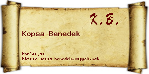 Kopsa Benedek névjegykártya