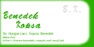 benedek kopsa business card